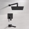 Matte Black Tub and Shower Faucet Set
